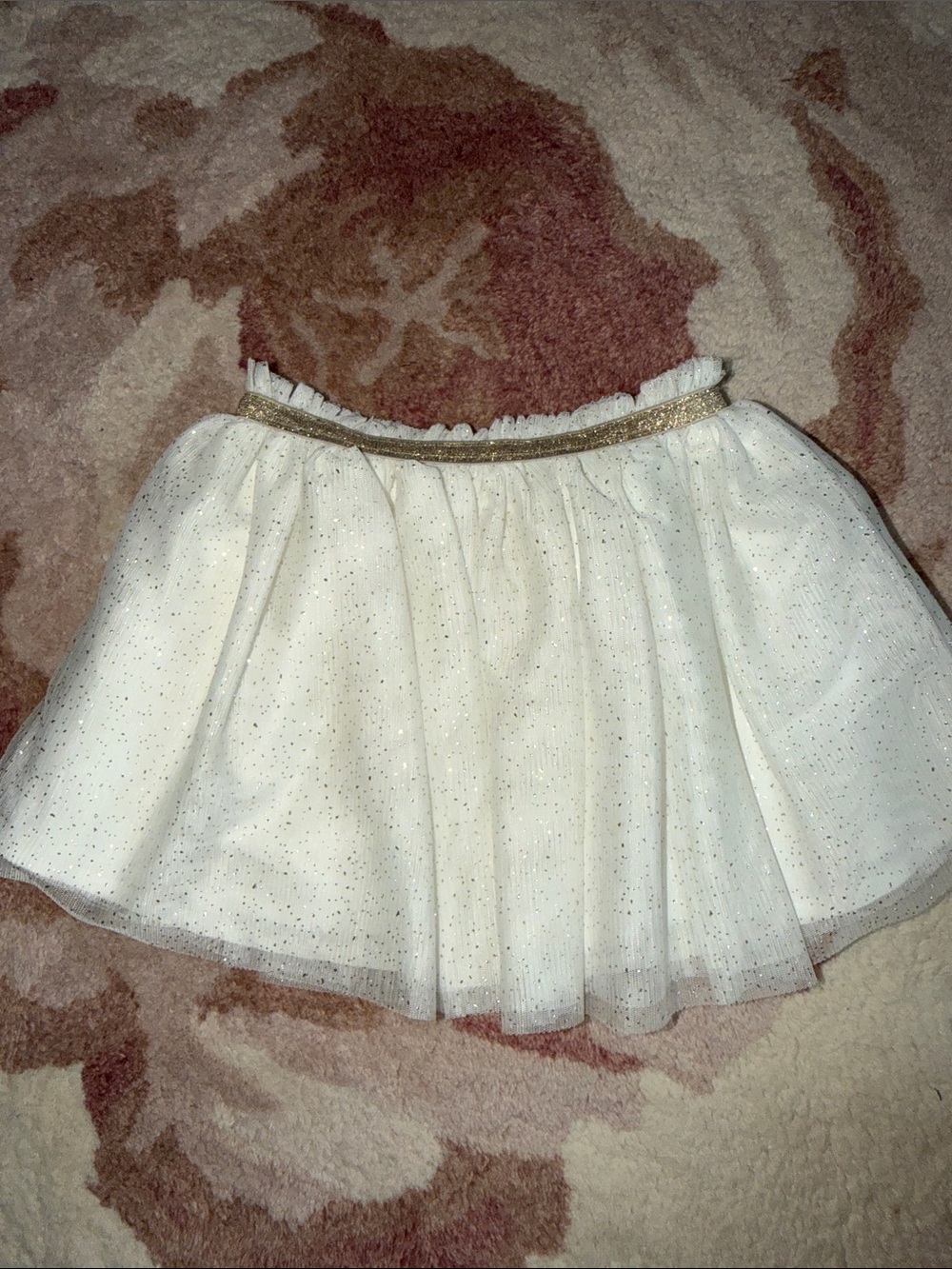 Cat & Jack White Glitter Tulle Skirt with Gold Waistband